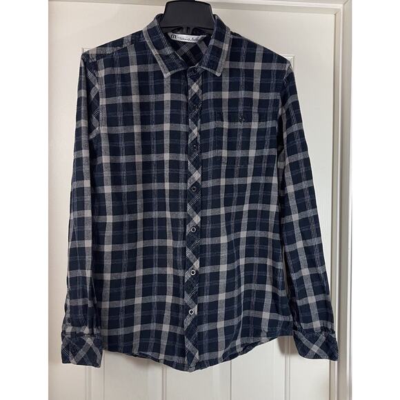 Travis Mathew Braden Flannel Button Up Shirt Mens Large Blue Plaid Soft Feel - Picture 4 of 10